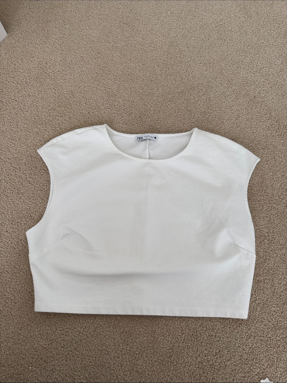 Zara White Sleeveless Boxy Crop Top